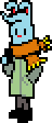 An unused sprite of Blue Ears wearing a coat and scarf for Chapter 4