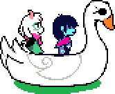 Kris and Ralsei overworld boat.gif