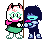 Kris and Ralsei overworld tug.gif