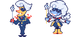 Lanino and Elnina overworld brandishing.gif