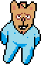 Pizzapants in his costume with his head uncovered