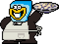 Purple Guy wearing an apron over his business suit in Chapter 4