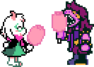 Ralsei and Susie overworld cotton candy.gif