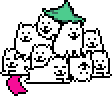 Ralsei covered in a pile of Annoying Dogs from the Chapter 1 Spoiler-Free Trailer