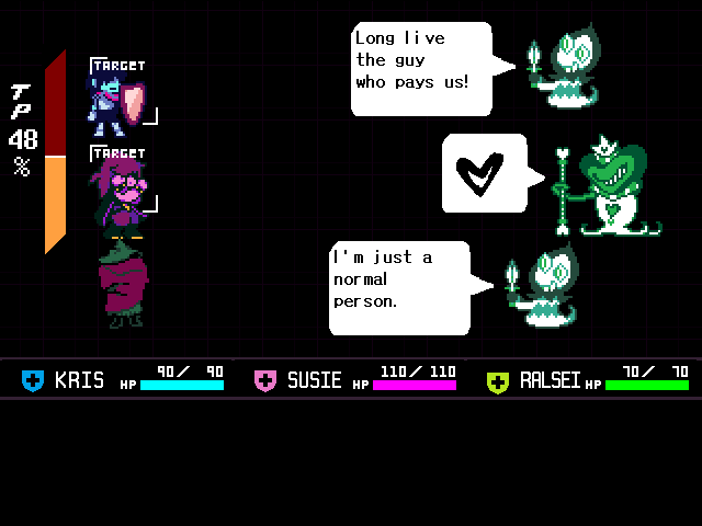 File:Rudinn and Hathy target screenshot.png - The Deltarune Wiki