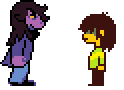 Susie and Kris overworld knife reveal.gif