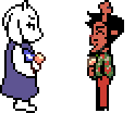 Toriel and Rudy overworld fruit juice.gif