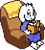 坐在"Chairiel"上正在看书的Toriel 。