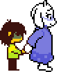Toriel overworld walking Kris.gif