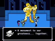 Berdly screenshot statue.png