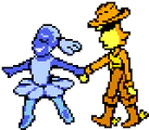 Unused animation of Blue walking with Yellow