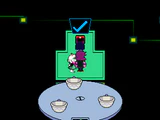 The blue checkmark obtained from the teacup ride