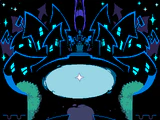 The Delta Rune on Ralsei's castle, using the wings of the castle as the symbol's wings