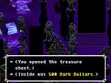 Obtaining 500 D$ from a treasure chest in the 2nd Sanctuary