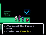 Obtaining a GlowWrist and blue checkmark from a treasure chest in Cyber Field