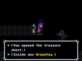 Obtaining a GreenTea from a treasure chest in the Garden