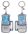 An official keychain depicting a Mizzle with both of its color schemes sold on Fangamer
