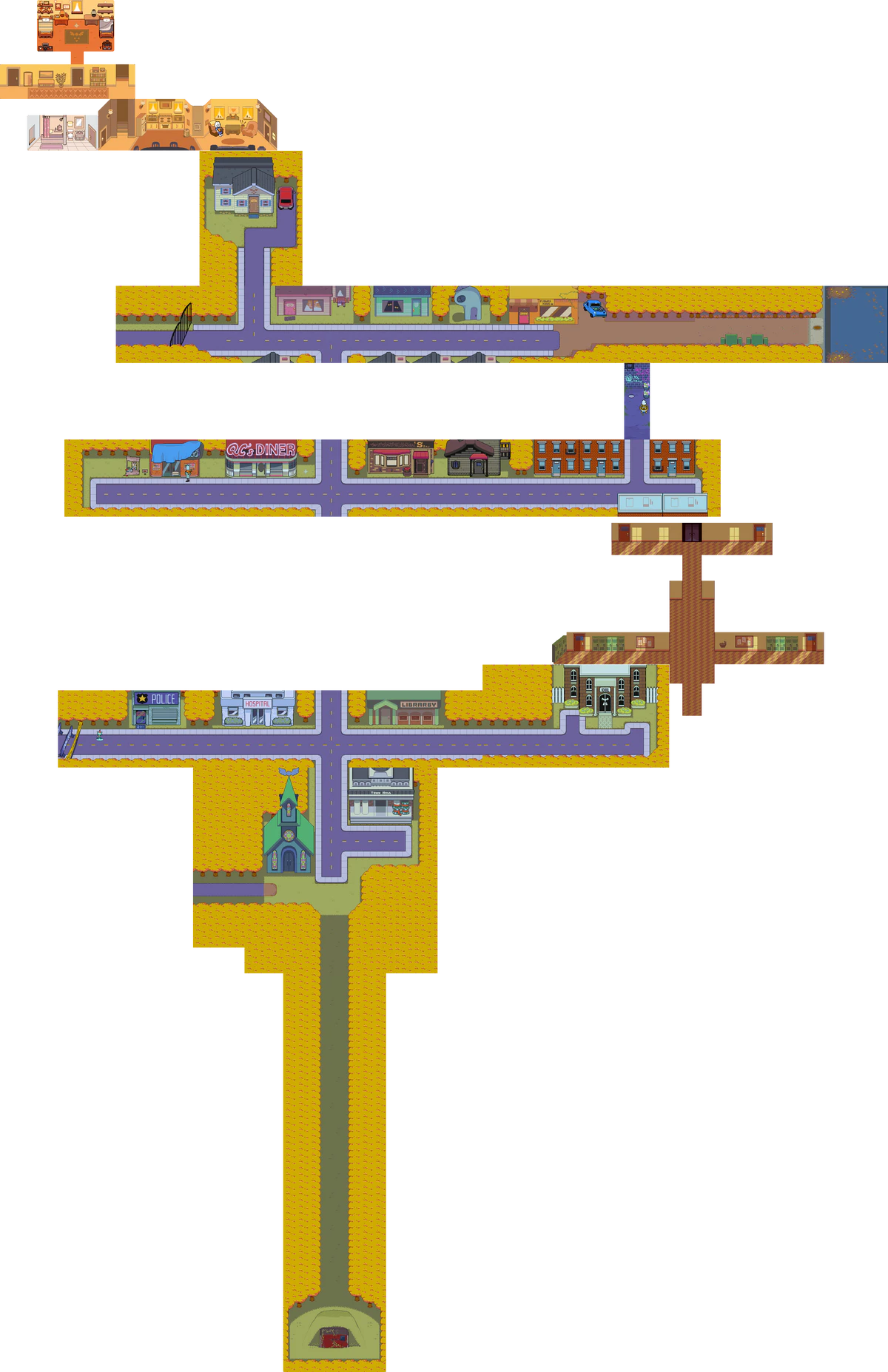 File:Hometown map Chapter 4 evening.png - The Deltarune Wiki