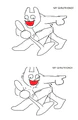 Concept art of Pizzapants excited to meet Pizzarina