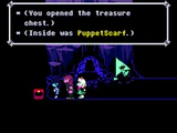Obtaining PuppetScarf from a treasure chest at the Castle Town cliff