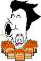 Ralsei tied to the Spamcannon from Tenna's version of the minigame