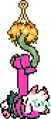 Ralsei hanging off of a hook