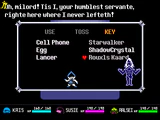 Rouxls Kaard's final dialogue in the inventory menu