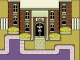The school, featuring a truncated Delta Rune on its door