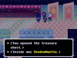 Obtaining the Shadow Mantle from a treasure chest in the Green Room