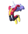 Tenna in battle using his "smash cut" attack