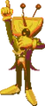 Tenna posing as a golden statue