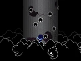 Kris climbing the Titan, being chased by a rising cloud of darkness full of Titan Spawn