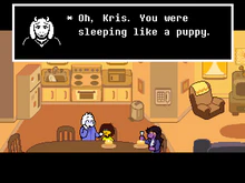 Toriel screenshot Kris pinch cheek.png